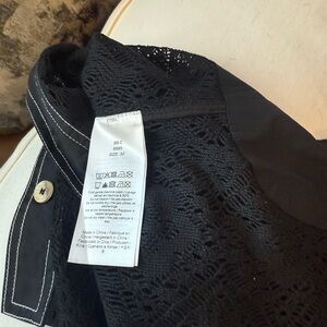 Ganni Black Lace Shirt with White Trim